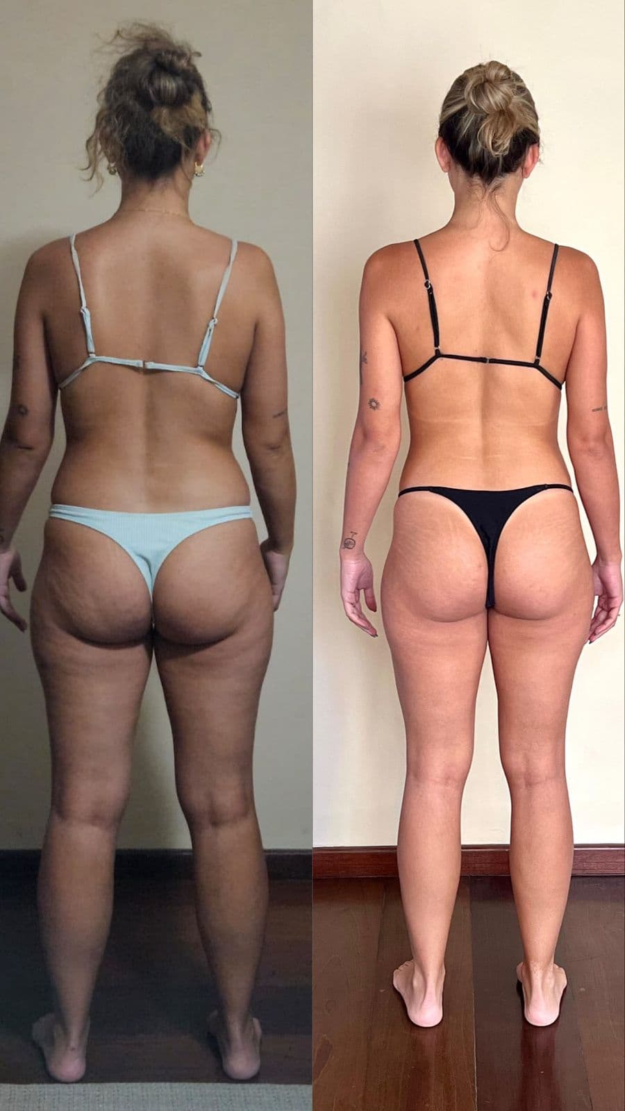 Antes e depois de Manuela com consultoria de treino personalizado feminino