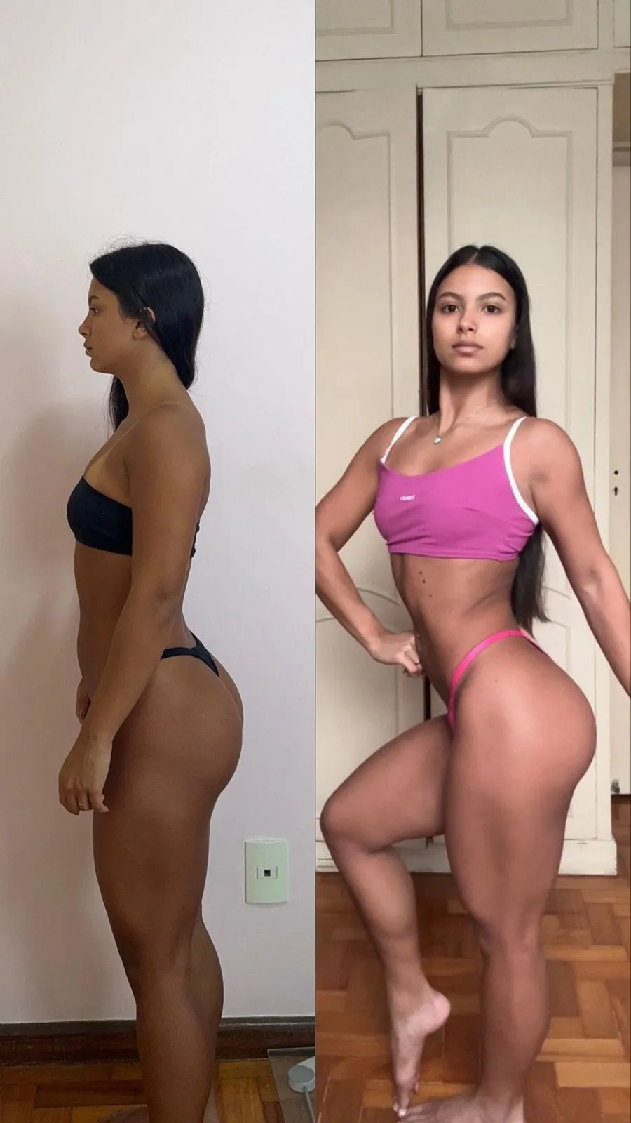 Antes e depois de Catarina com consultoria de treino personalizado feminino