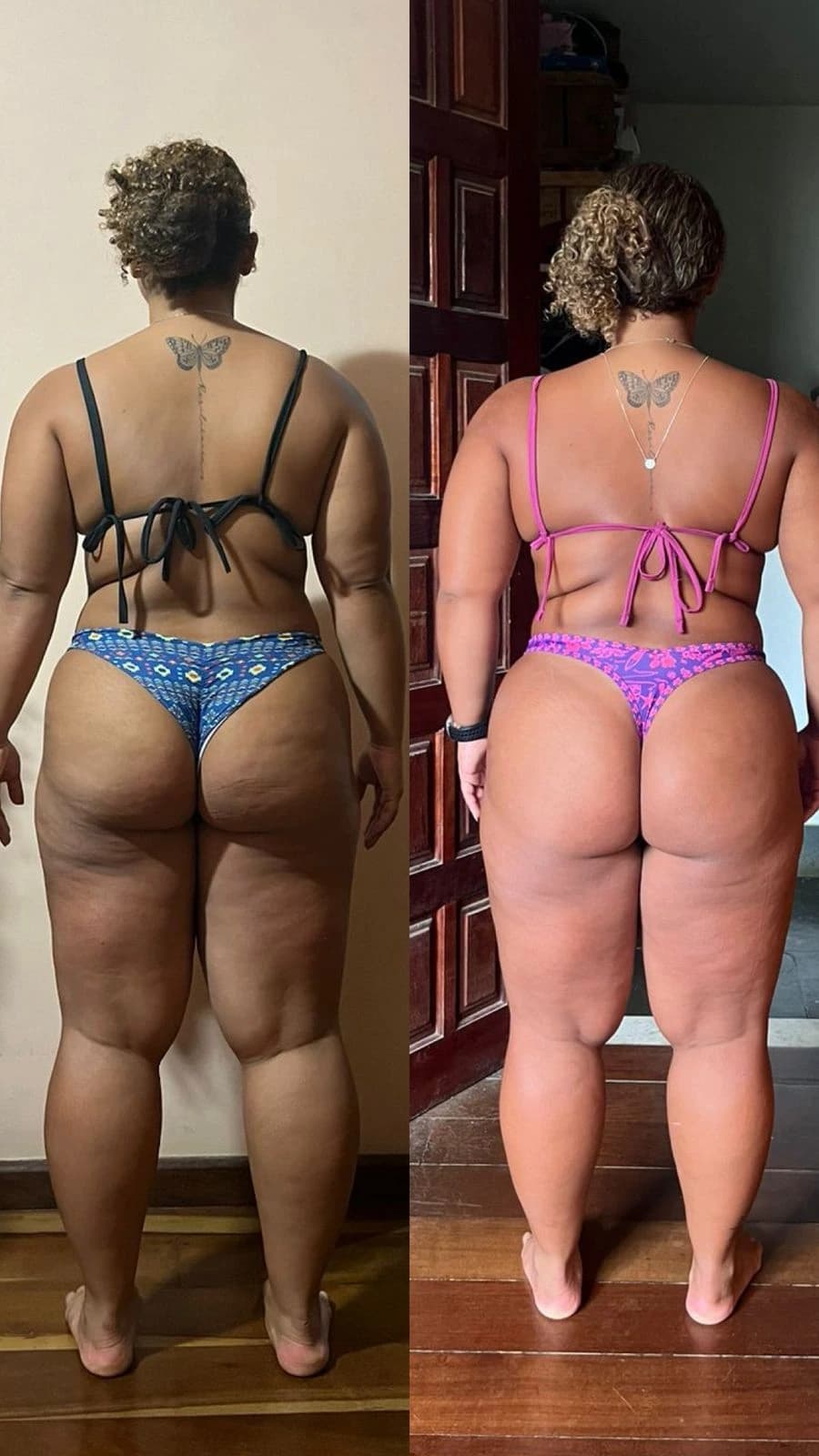 Antes e depois de Letícia Castro com consultoria de treino personalizado feminino