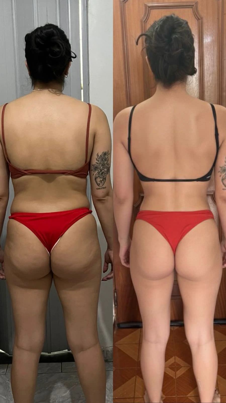 Antes e depois de Rochelly com consultoria de treino personalizado feminino