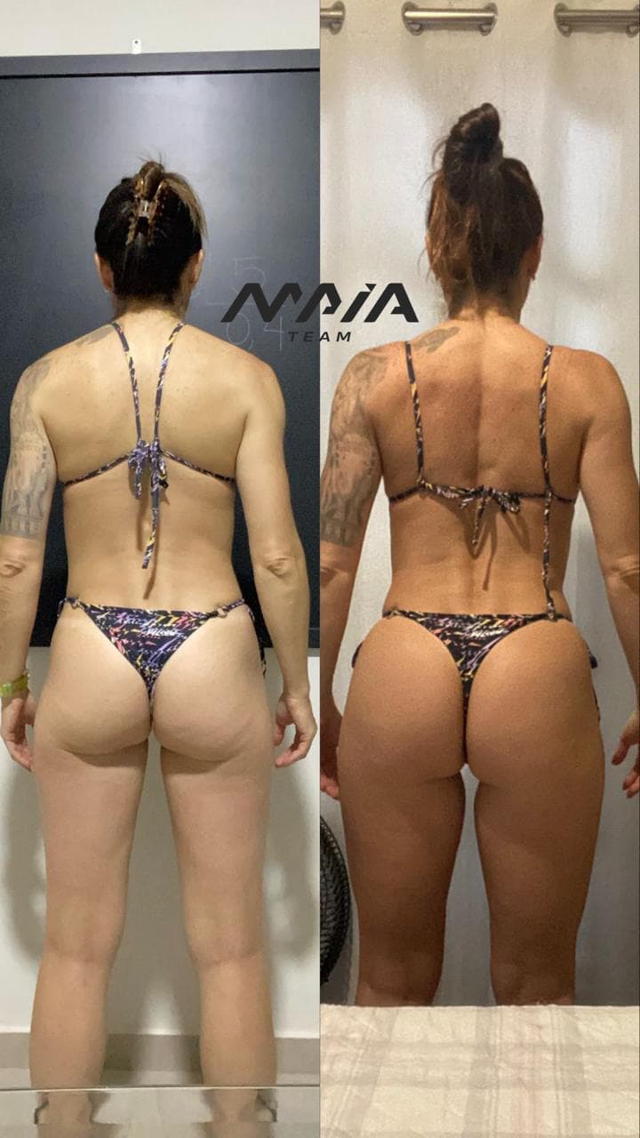 Antes e depois de Vanessa com consultoria de treino personalizado feminino